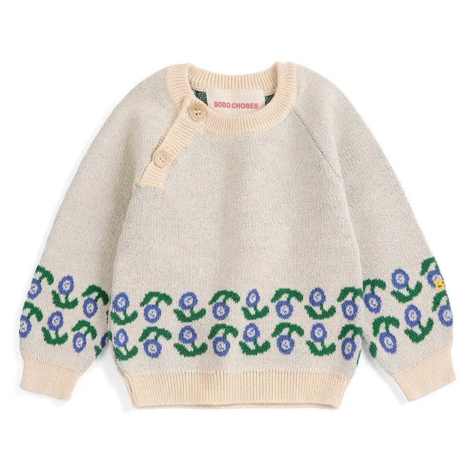 Bobo Choses - Jersey de algodón orgánico con estampado floral | Crudo