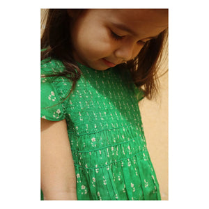 Konges Sløjd - Vestido Fruncido de Algodón Orgánico | Verde