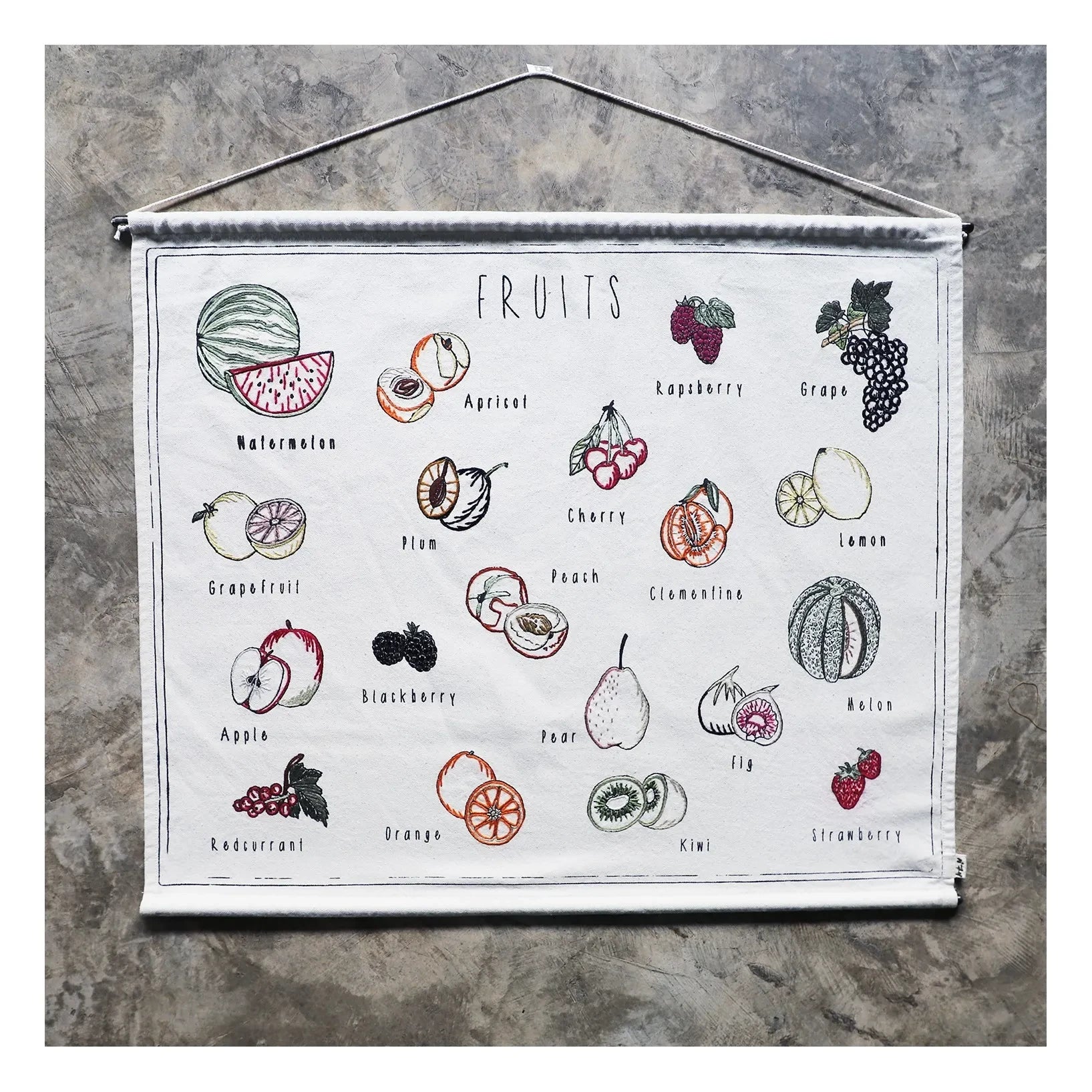 Número 74 - Póster con bordado de frutas