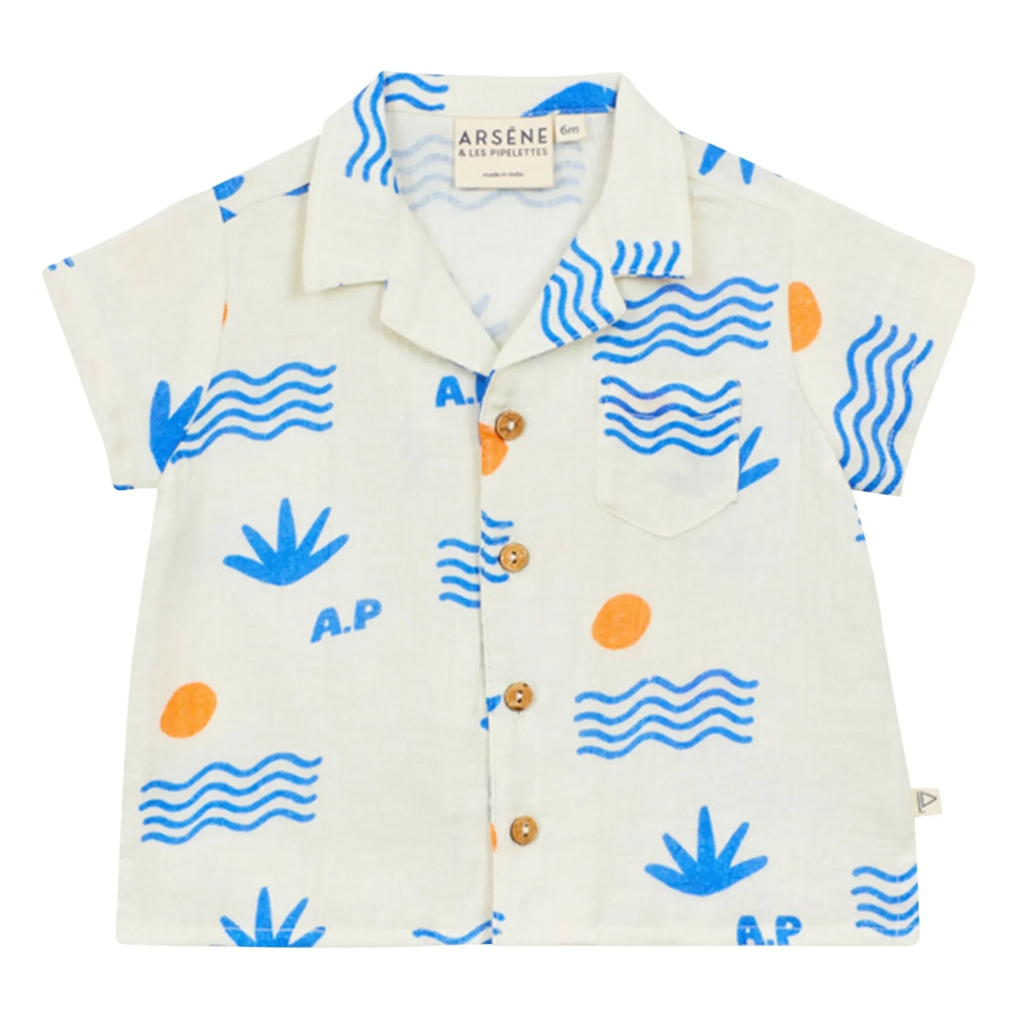 Arsène et Les Pipelettes - Camisa Wave Algodón Orgánico | Crudo