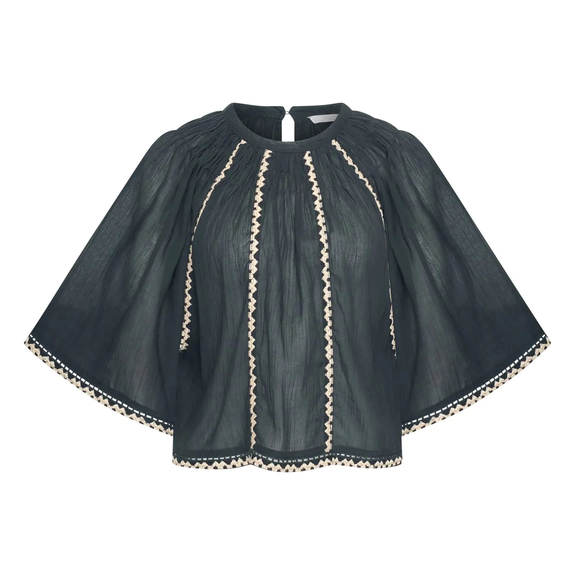 By Bar - Blusa Emmi de algodón orgánico bordado | Carbón