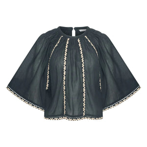 By Bar - Blusa Emmi de algodón orgánico bordado | Carbón