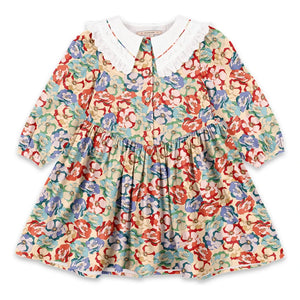 Konges Sløjd - Vestido de algodón orgánico con cuello floral | Beige