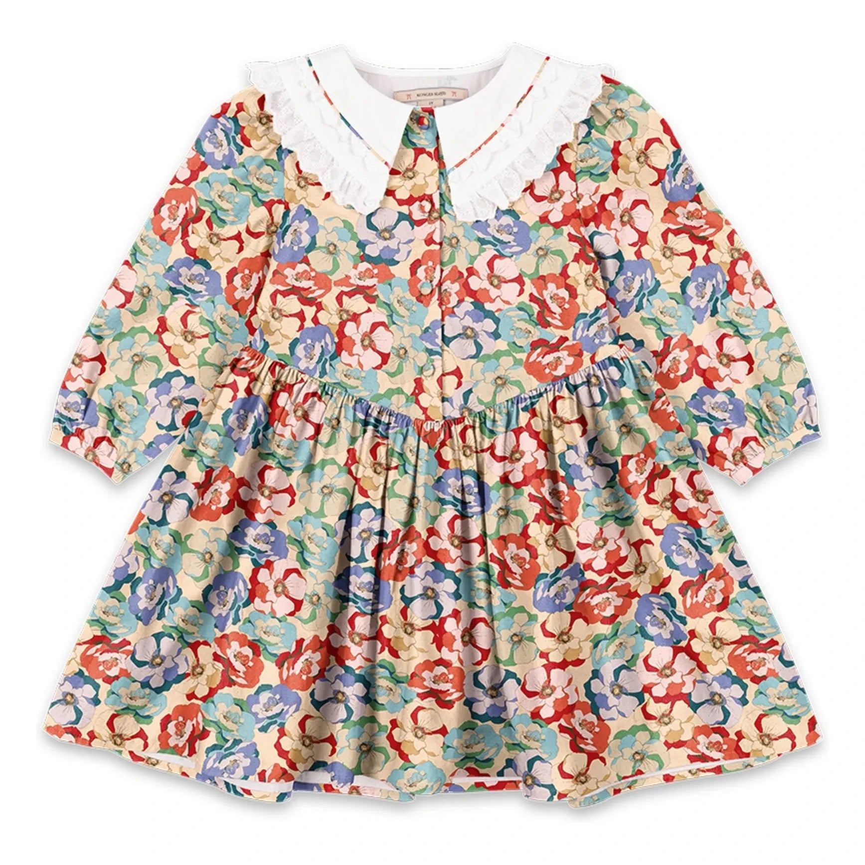 Konges Sløjd - Vestido de algodón orgánico con cuello floral | Beige