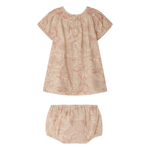 Bonpoint - Vestido fruncido de algodón orgánico Lucia Fleurie | Rosa pálido
