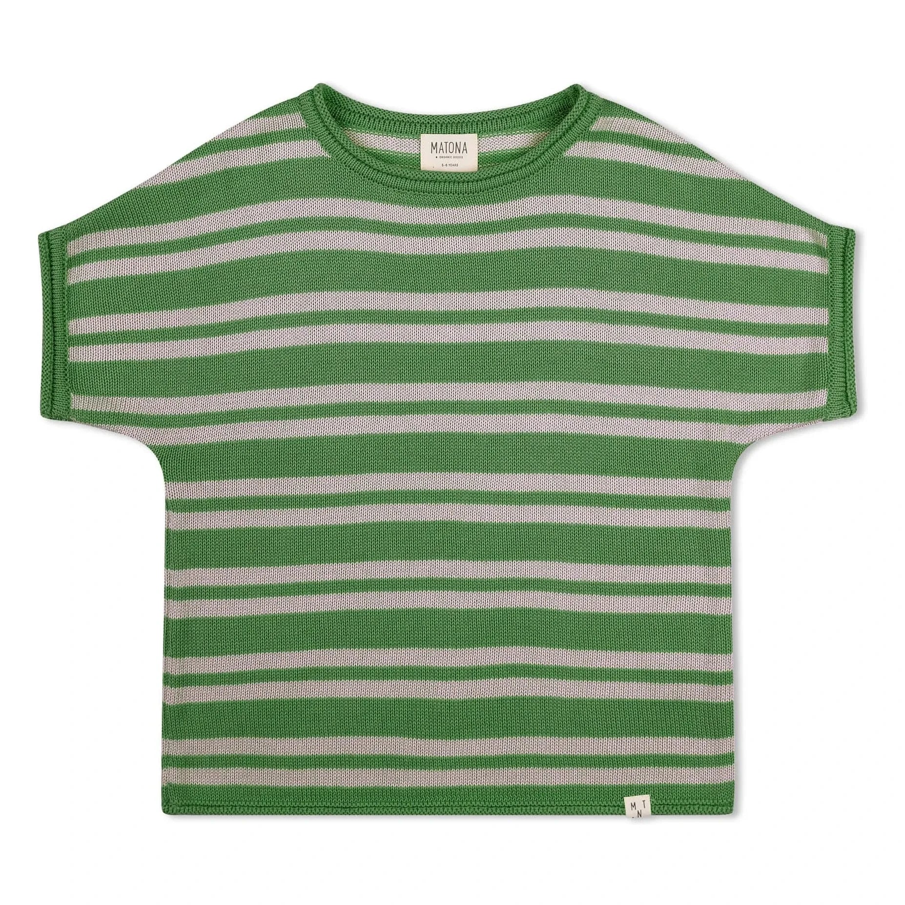 Matona - Camiseta de punto fino de algodón orgánico a rayas | Verde
