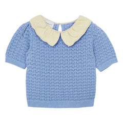 Mipounet - Jersey de punto bajo de manga corta con cerezas | Azul