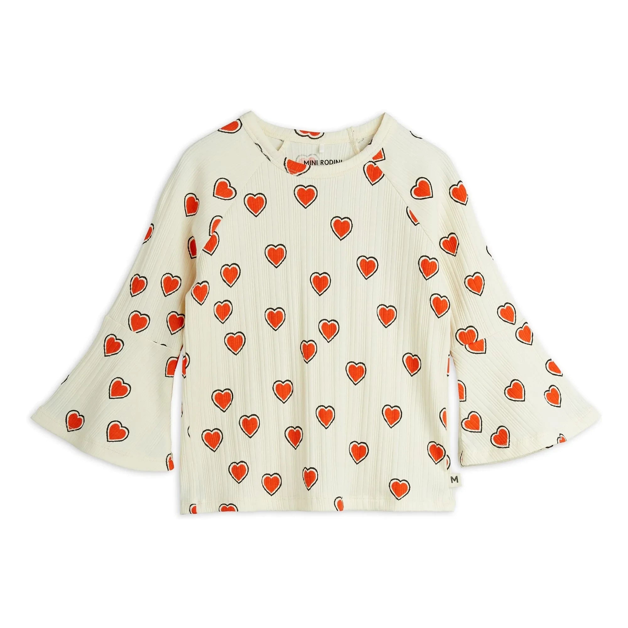 Mini Rodini - Camiseta de Corazones de Algodón Orgánico | Crudo