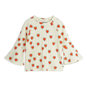 Mini Rodini - Camiseta de Corazones de Algodón Orgánico | Crudo
