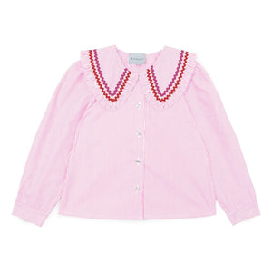 Mipounet - Blusa a rayas Nadine, cuello Claudine | Rosa claro