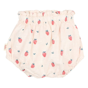 Búho - Bragas Bloomers de Algodón Orgánico con Estampado de Fresas | Rosa Polvo
