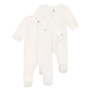 Petit Bateau - Conjunto de Pijama de Velour Dors Bien de 2 Piezas | Blanco