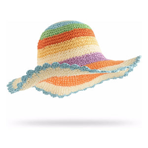 Molo - Sombrero de paja de papel a rayas con ondas grandes | Naranja