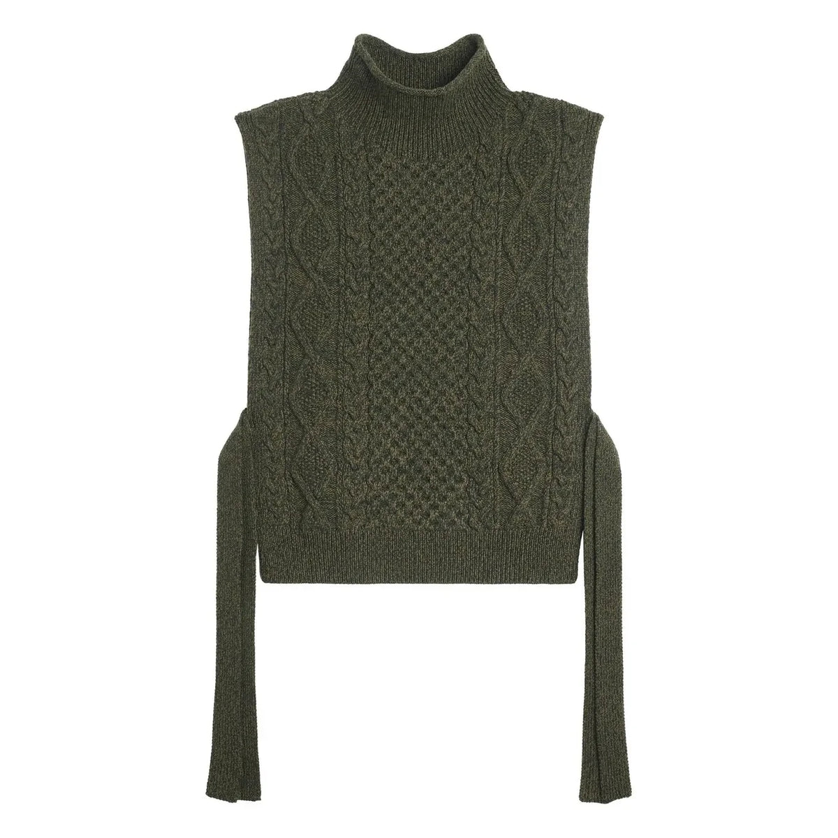 Bompard - Jersey de cuello alto de cachemira con detalle torcido y espalda trenzada | Oliva