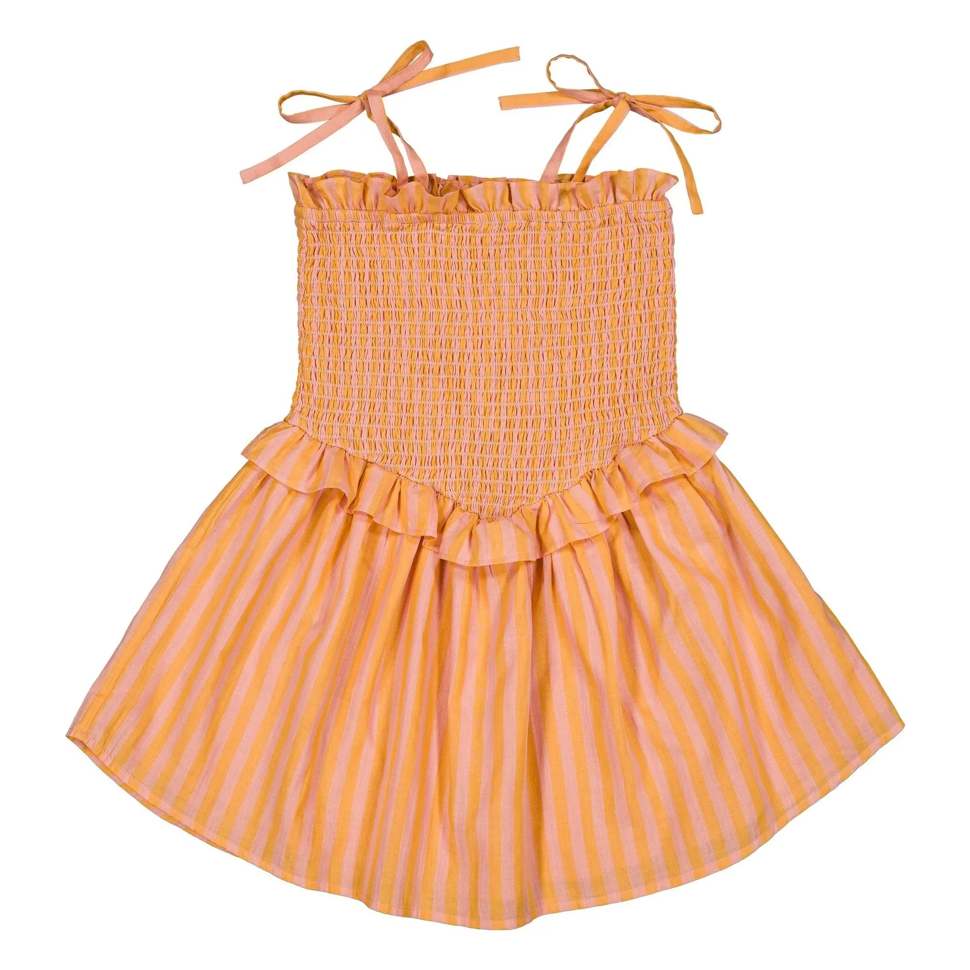 Louis Louise - Vestido fruncido a rayas Eden | Naranja