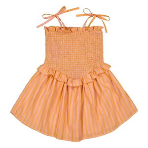 Louis Louise - Vestido fruncido a rayas Eden | Naranja