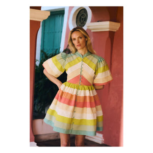 Maria de la Orden - Vestido de algodón Daisy | Azul Verde