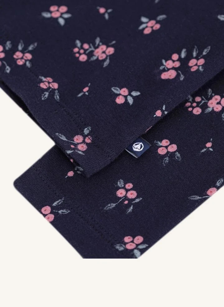 Petit Bateau - Cuello alto de algodón orgánico con estampado floral | Azul noche