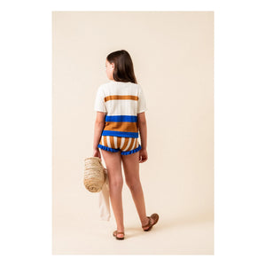 birinit - Short con volantes de jacquard a rayas | Caramelo