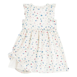 Petit Bateau - Vestido de popelín de algodón orgánico con estampado floral y volantes | Blanco