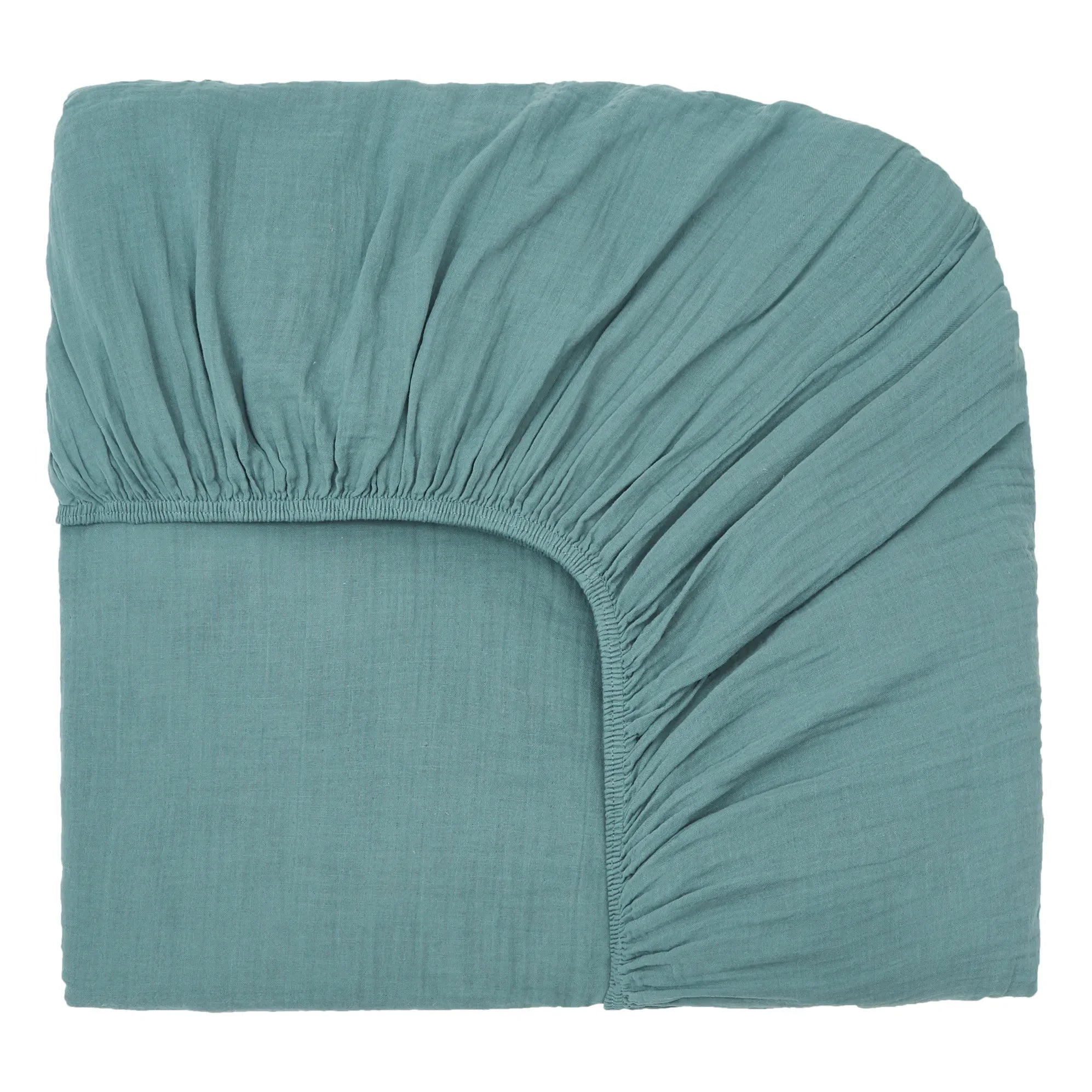 Haomy - Sábana Bajera de Gasa de Algodón con Elástico | Azul piedra