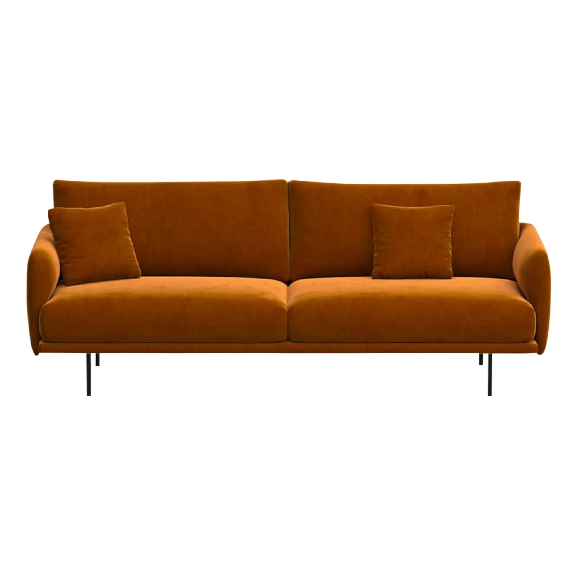Sofá de 3 plazas de terciopelo cepillado Isly de Panac Edition - 205 cm | Cognac