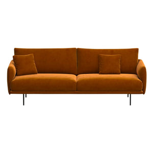Sofá de 3 plazas de terciopelo cepillado Isly de Panac Edition - 205 cm | Cognac