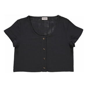 Poudre Organic - Blusa Doble Gasa de Algodón Freesia - Colección Mujer | Negro