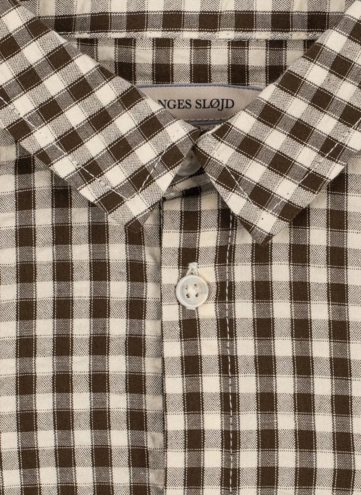 Konges Sløjd - Camisa seersucker a cuadros Kim, Algodón orgánico | Marrón