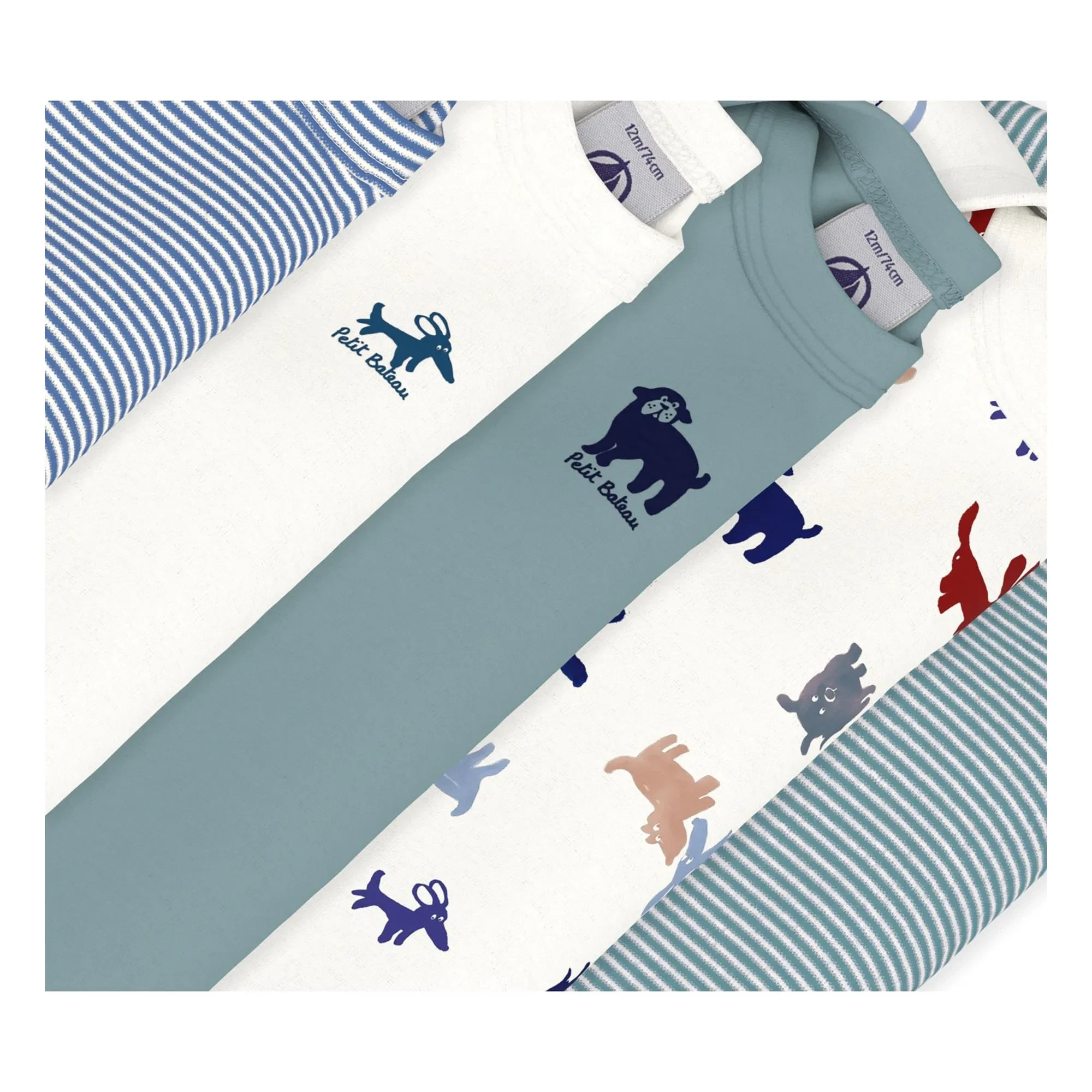 Petit Bateau - Bodies para bebé de 5 piezas de algodón orgánico con perro | Verde