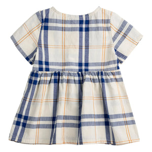 Bobo Choses - Vestido de bebé de algodón orgánico con estampado tartán | Crudo