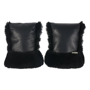BINIBAMBA - Manoplas de piel de cordero para cochecito de bebé | Negro