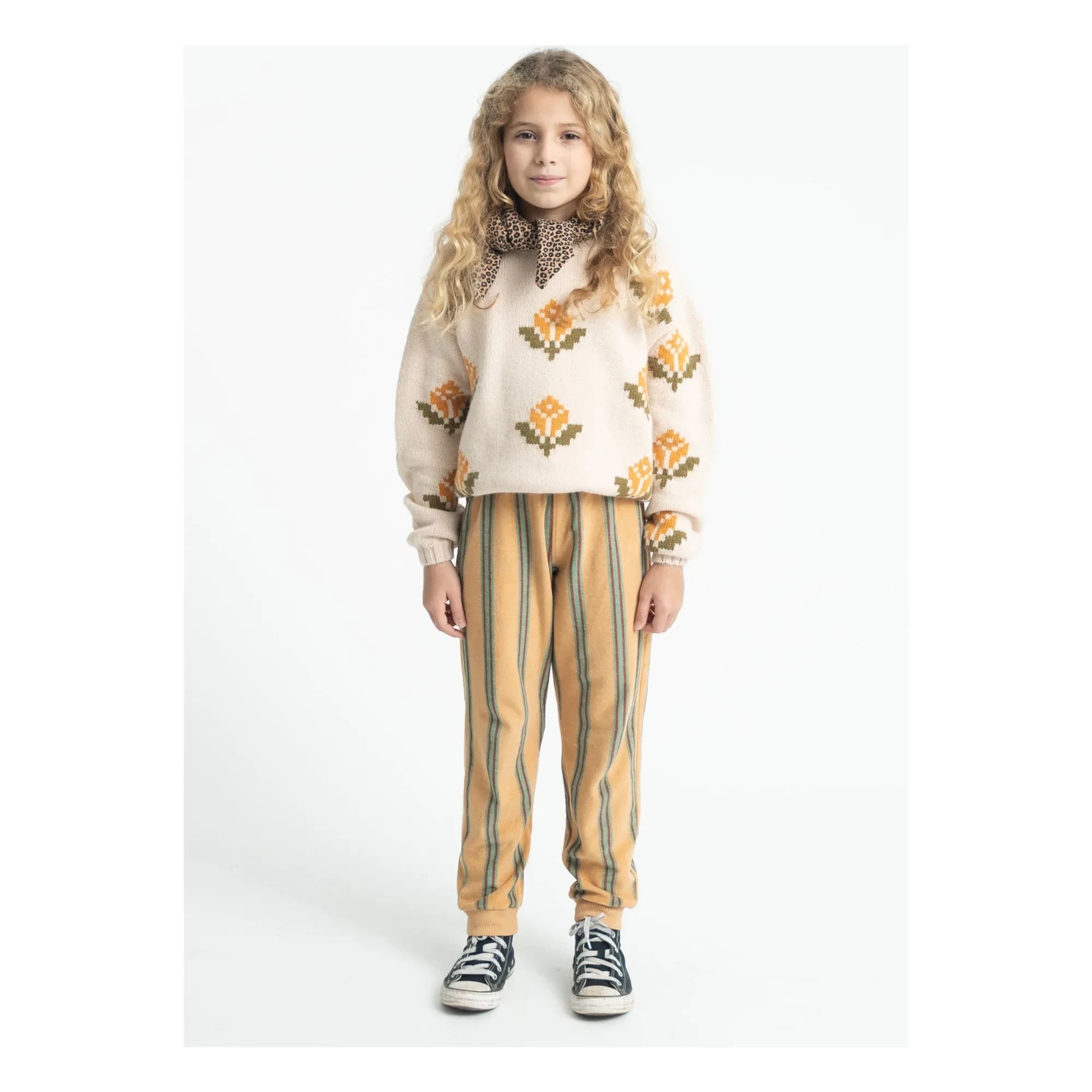 Piupiuchick - Pantalón Jogger de Rizo de Algodón Orgánico a Rayas | Amarillo