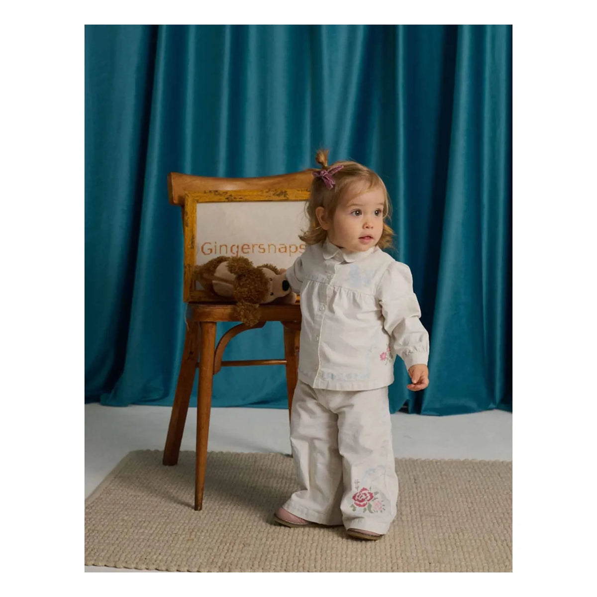 Gingersnaps - Blusa de canalé bordada Edith | Crudo