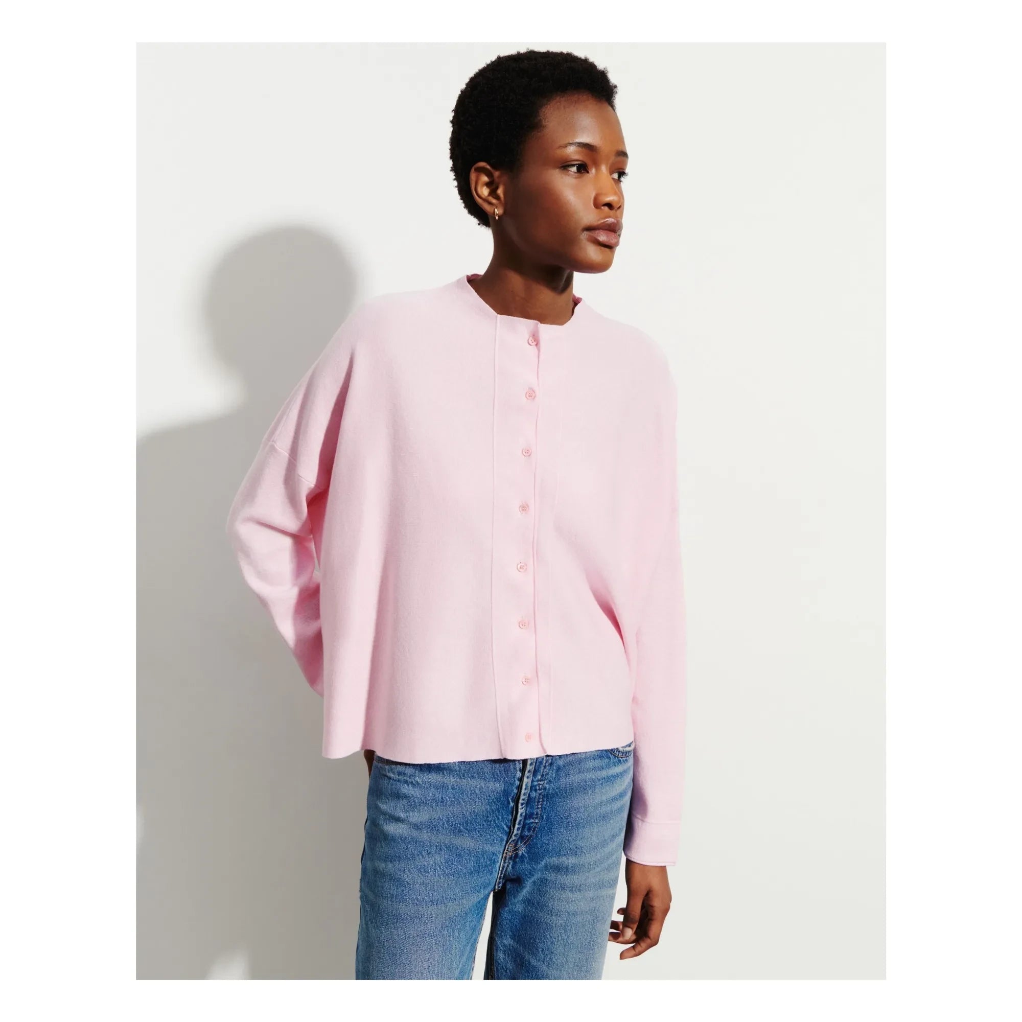 Bompard - Cárdigan minimalista oversize de algodón y cachemir | Rosa