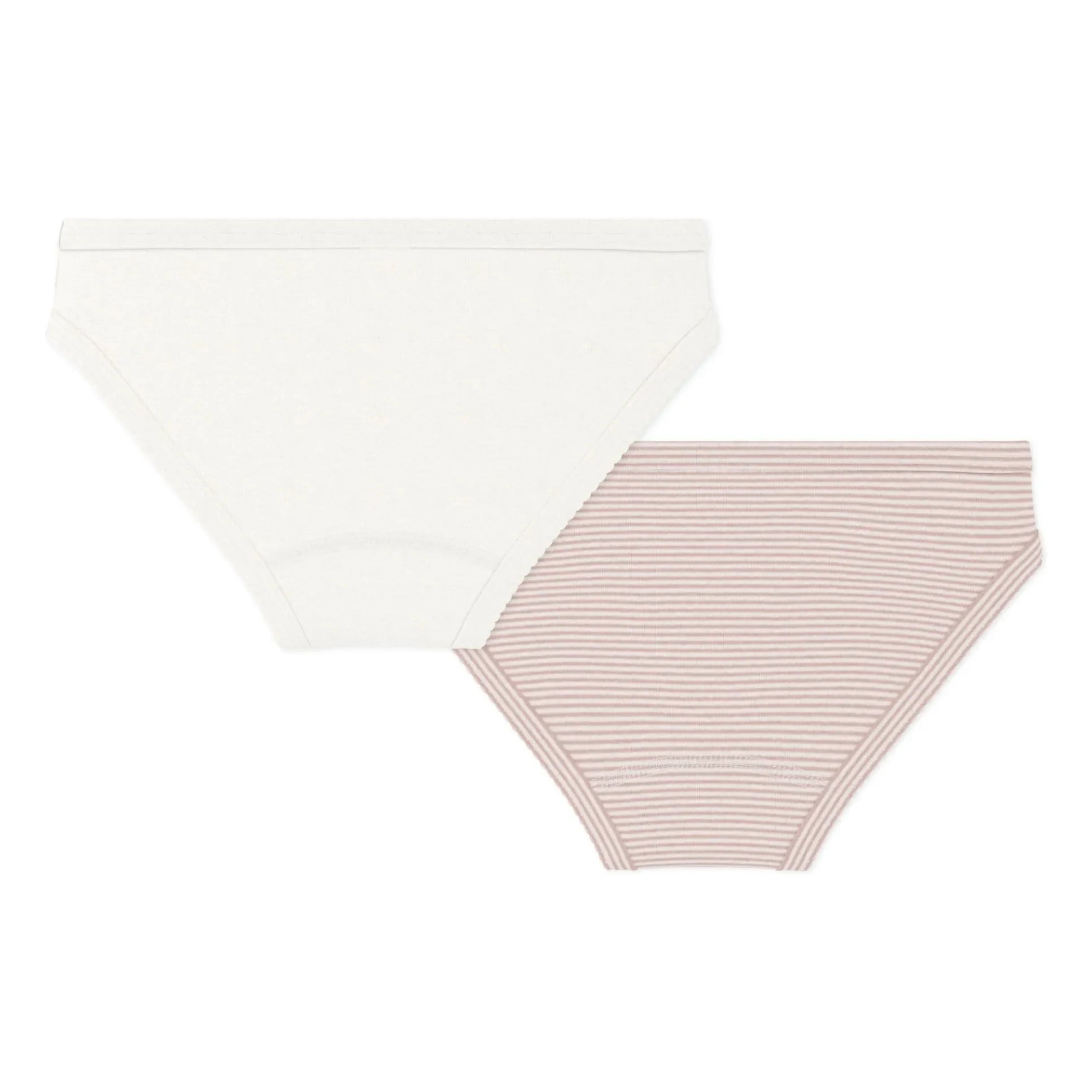 Petit Bateau - Conjunto de 2 Braguitas de Algodón Orgánico a Rayas | Rosa Polvo