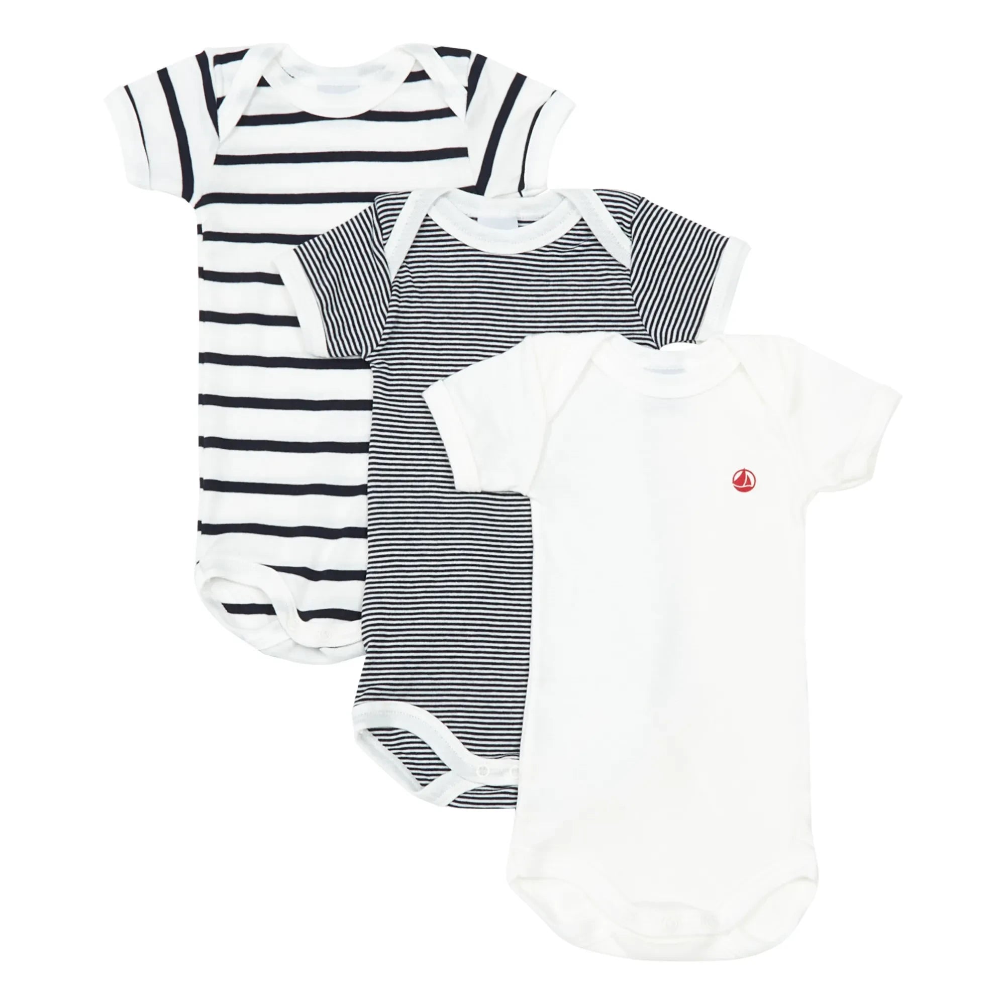 Petit Bateau - Conjunto de 3 peleles de algodón orgánico a rayas sin mangas | Azul