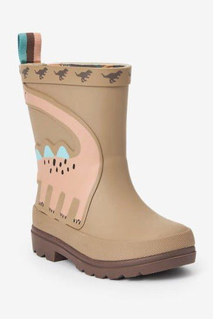 Botas de agua de dinosaurios felices para niños