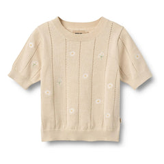 Wheat - Malvina Jersey de Manga Corta de Algodón Orgánico con Estampado Floral | Crudo