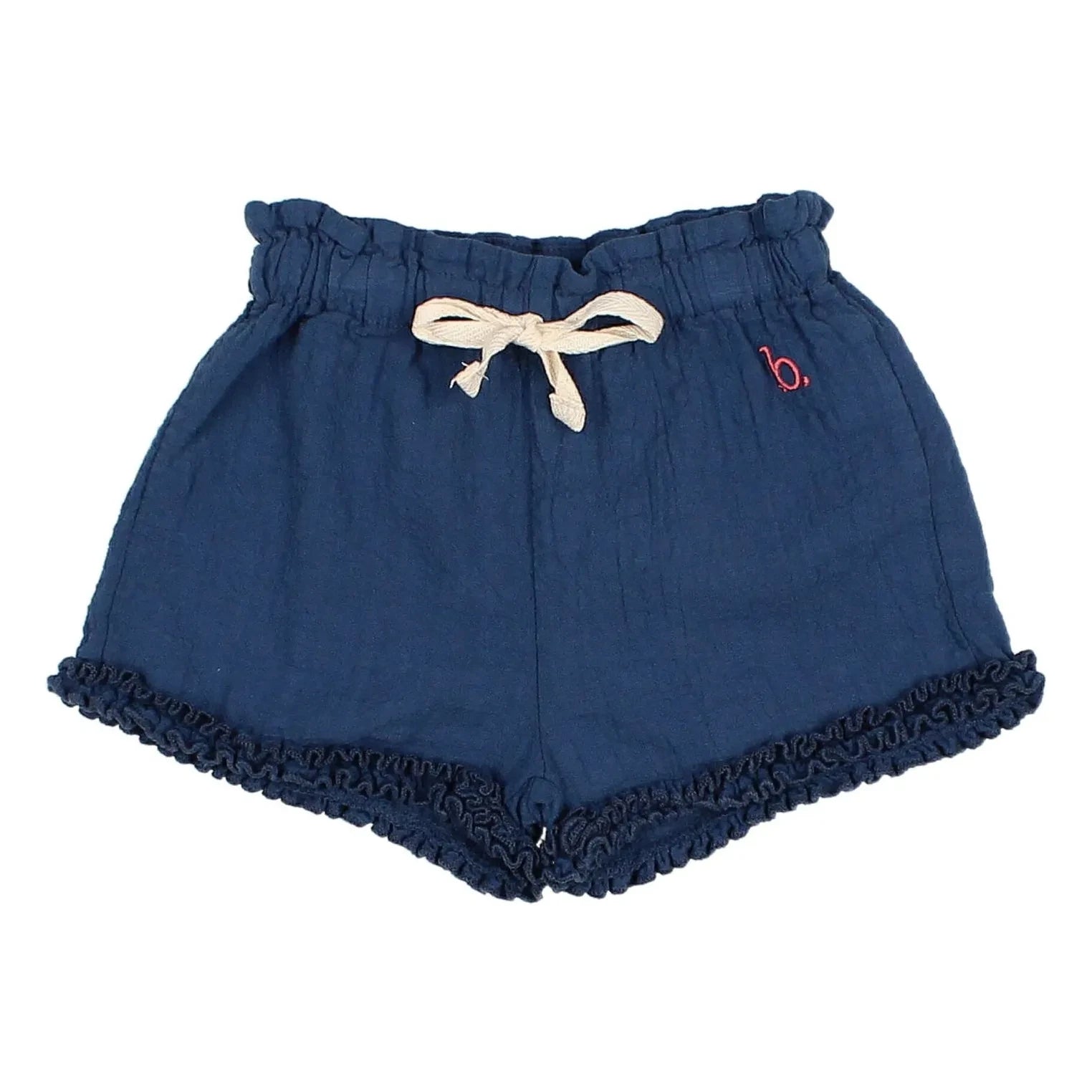 Búho - Pantalón corto con volantes de algodón orgánico para bebé | Azul marino