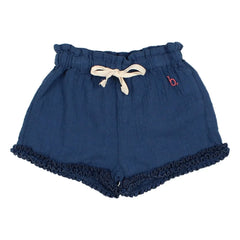 Búho - Pantalón corto con volantes de algodón orgánico para bebé | Azul marino