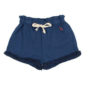 Búho - Pantalón corto con volantes de algodón orgánico para bebé | Azul marino