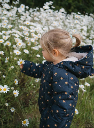 Töastie - Chaqueta Nube Impermeable con Diseño Floral | Azul Oscuro