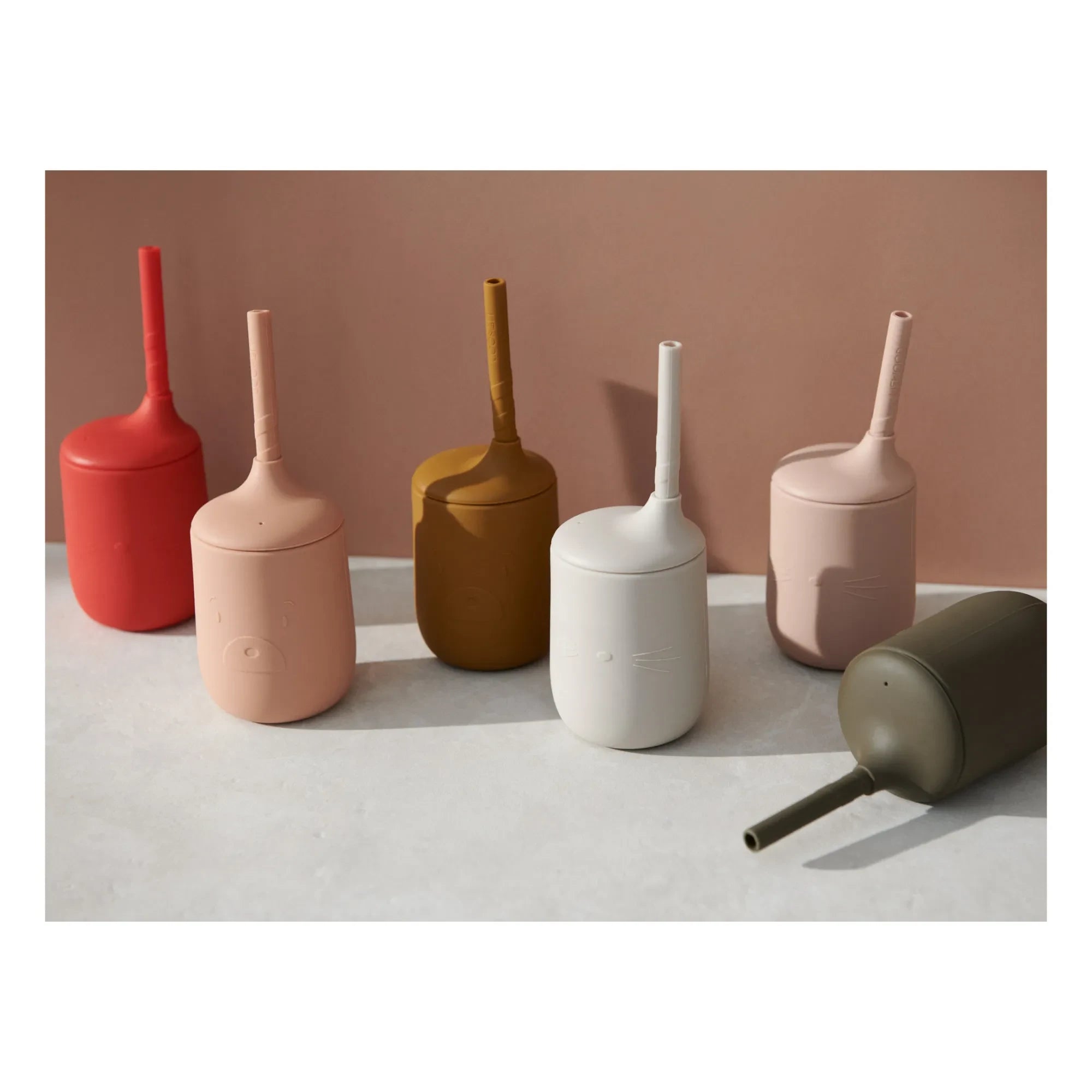 Liewood - Vaso de Silicona con Pajita Ellis - Set de 2 | Rojo