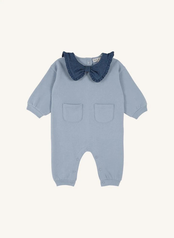 Emile et Ida - Mono con cuello atado de algodón orgánico | Azul