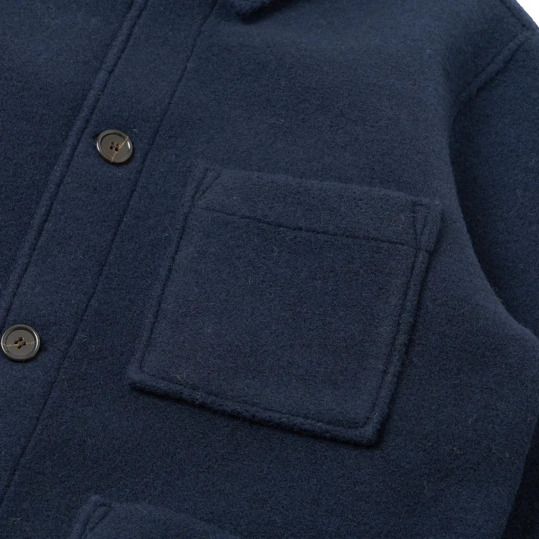 Universal Works - Tag Wool Overshirt | Azul oscuro