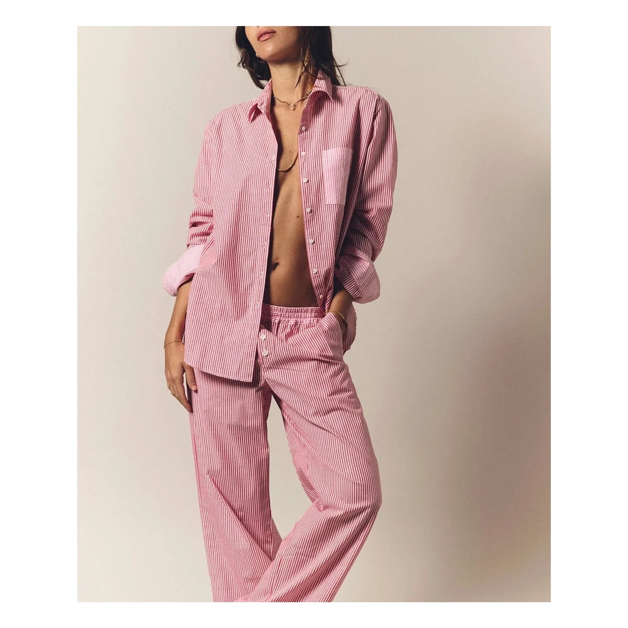 Xirena - Camisa de rayas moradas x Léa Meylan | Rosa