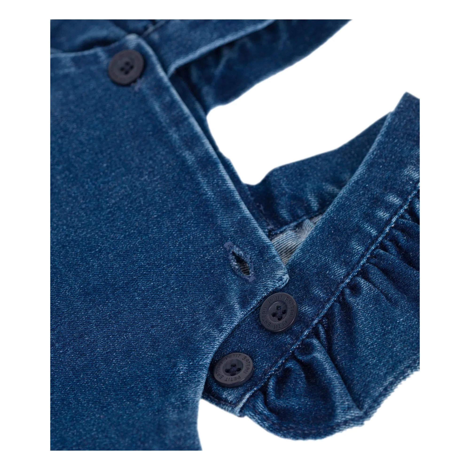 Petit Bateau - Peto vaquero con volantes | Azul denim