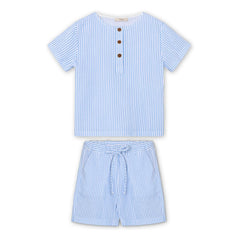 Fliink - Conjunto de camiseta y pantalón corto a rayas Cha Cha | Azul claro