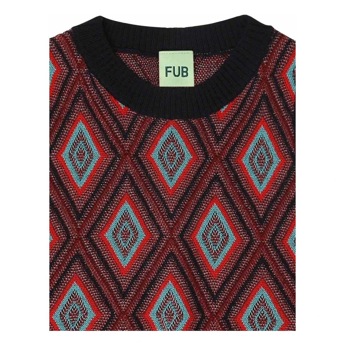 FUB - Suéter sin mangas de lana merino con estampado Harlequín | Azul marino